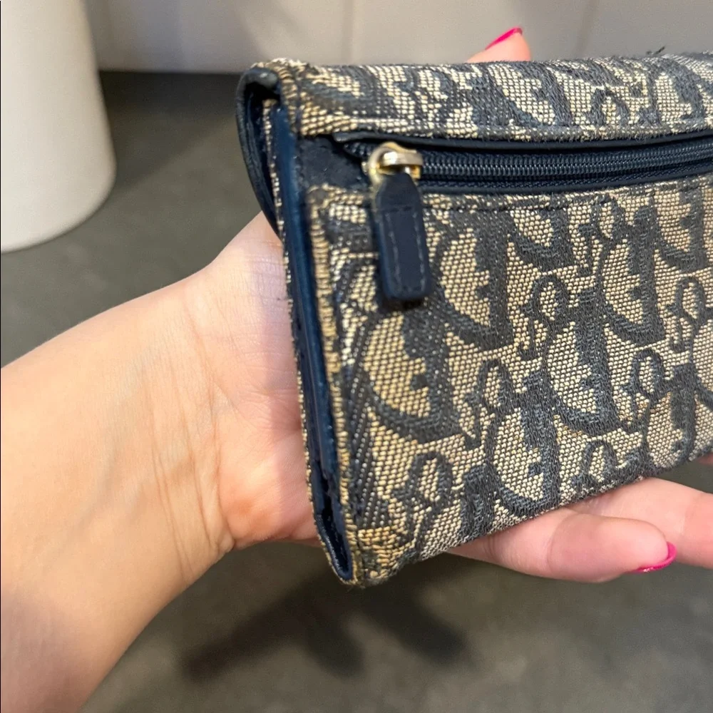 CHRISTIAN DIOR Trotter Saddle Flap Canvas Wallet
